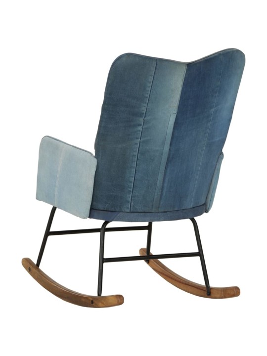 Houpací křeslo modré denim patchwork plátno