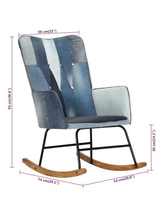 Houpací křeslo modré denim patchwork plátno