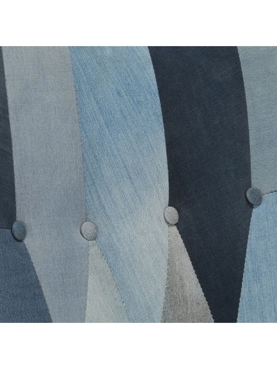 Houpací křeslo s podnožkou modré denim patchwork plátno