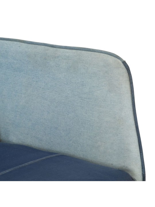 Houpací křeslo s podnožkou modré denim patchwork plátno