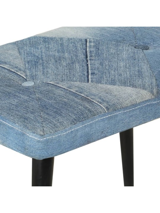 Houpací křeslo s podnožkou modré denim patchwork plátno