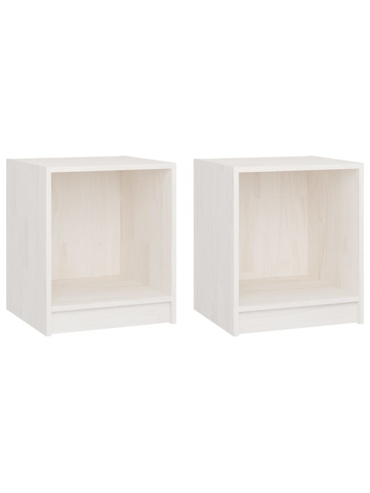 Noční stolky 2 ks bílé 35,5x33,5x41,5 cm masivní borové dřevo