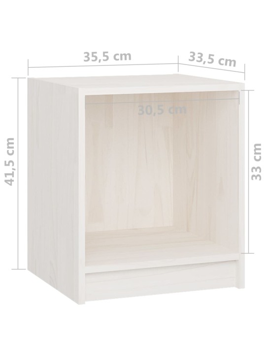 Noční stolky 2 ks bílé 35,5x33,5x41,5 cm masivní borové dřevo