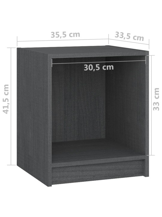 Noční stolky 2 ks šedé 35,5x33,5x41,5 cm masivní borové dřevo
