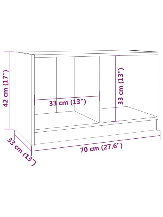 TV stolek šedý 70 x 33 x 42 cm masivní borové dřevo