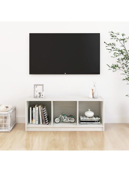 TV stolek bílý 104 x 33 x 41 cm masivní borové dřevo