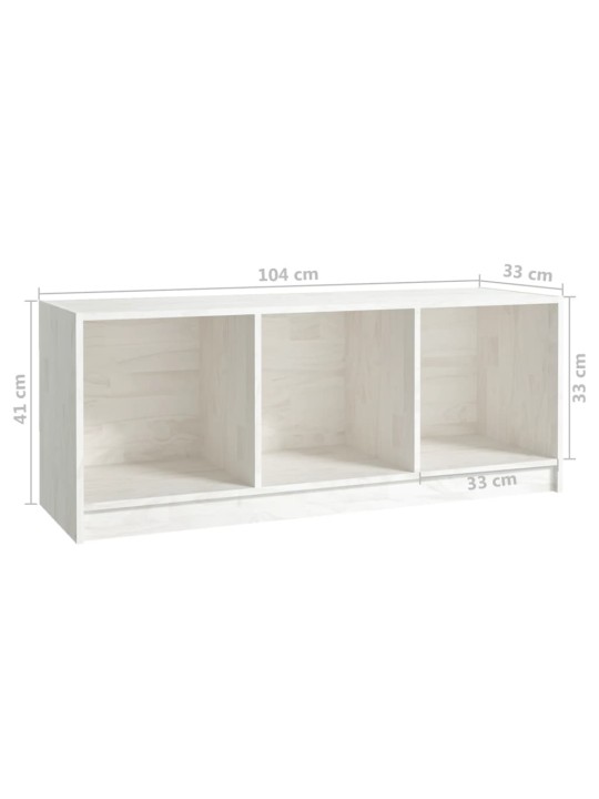 TV stolek bílý 104 x 33 x 41 cm masivní borové dřevo