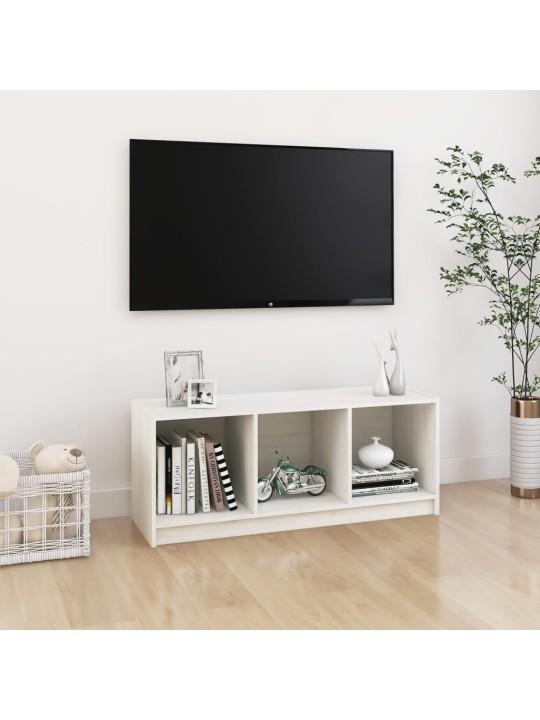 TV stolek bílý 104 x 33 x 41 cm masivní borové dřevo