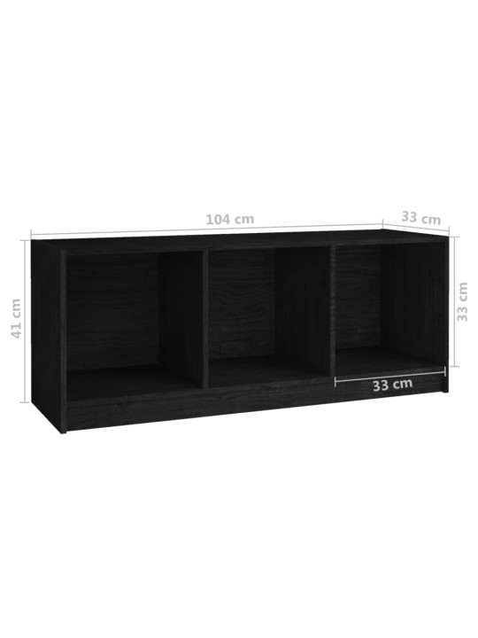 TV stolek černý 104 x 33 x 41 cm masivní borové dřevo