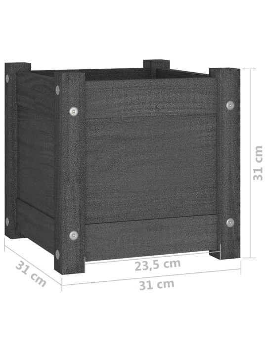 Zahradní truhlíky 2 ks šedé 31 x 31 x 31 cm masivní borovice
