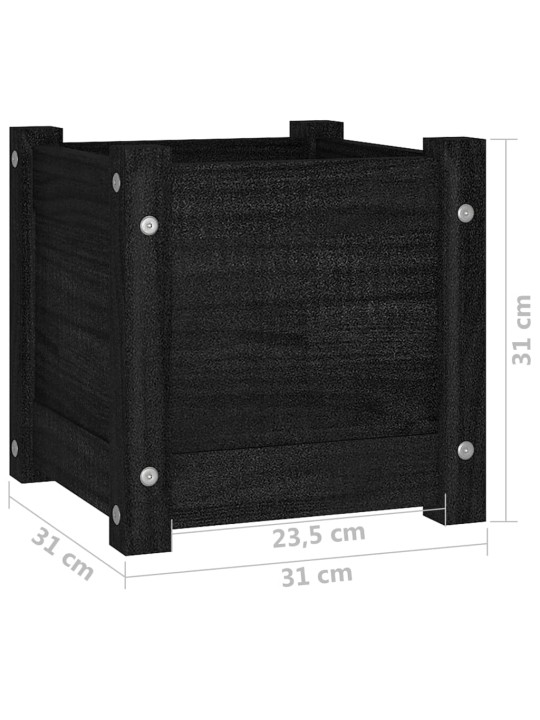 Zahradní truhlíky 2 ks černé 31 x 31 x 31 cm masivní borovice