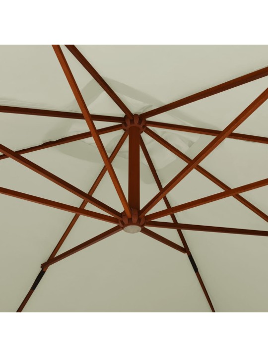 Boční zahradní slunečník dřevěná tyč 400 x 300 cm pískově bílý