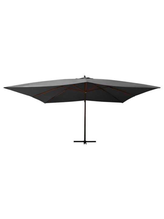 Boční zahradní slunečník s dřevěnou tyčí 400x300 cm antracitový
