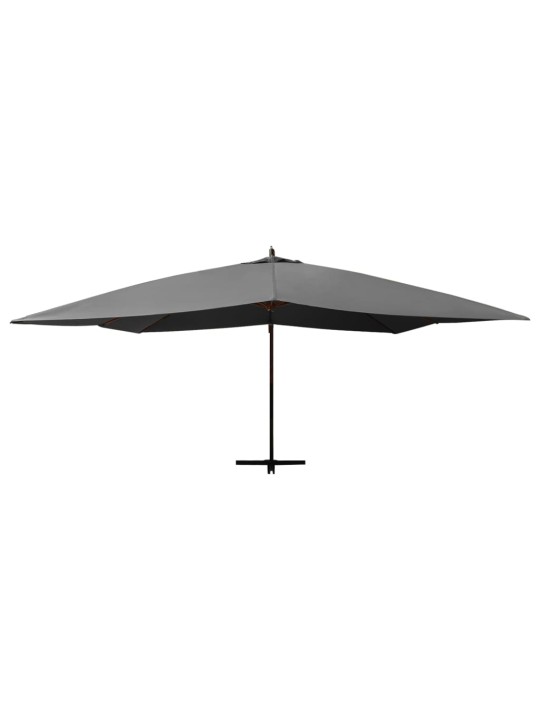 Boční zahradní slunečník s dřevěnou tyčí 400x300 cm antracitový
