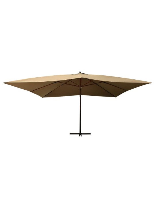 Boční zahradní slunečník s dřevěnou tyčí 400 x 300 cm taupe