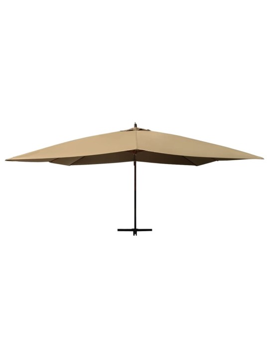 Boční zahradní slunečník s dřevěnou tyčí 400 x 300 cm taupe