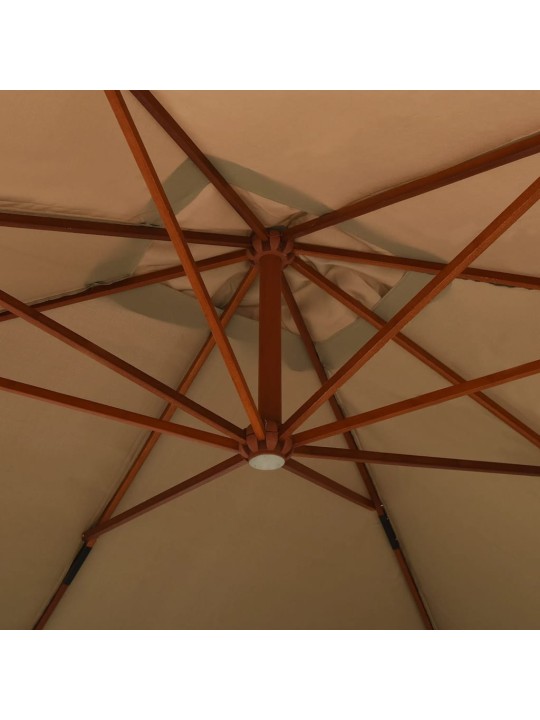 Boční zahradní slunečník s dřevěnou tyčí 400 x 300 cm taupe