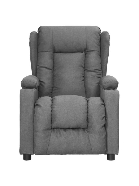 Zvedací masážní křeslo světle šedé textil