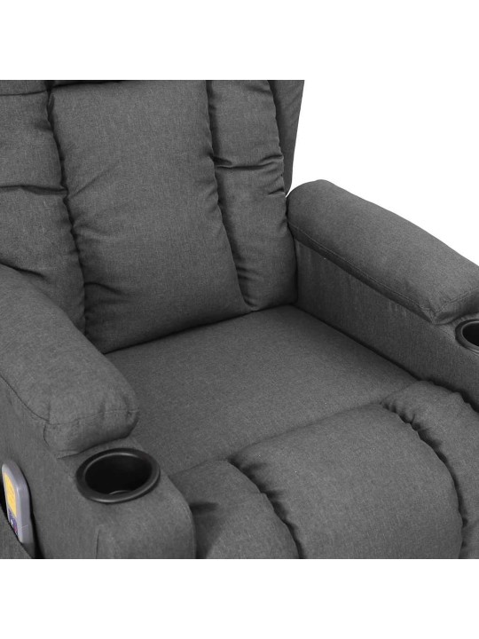 Zvedací masážní křeslo světle šedé textil