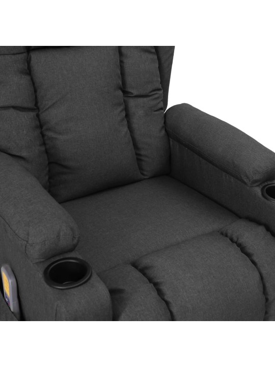 Zvedací masážní křeslo tmavě šedé textil