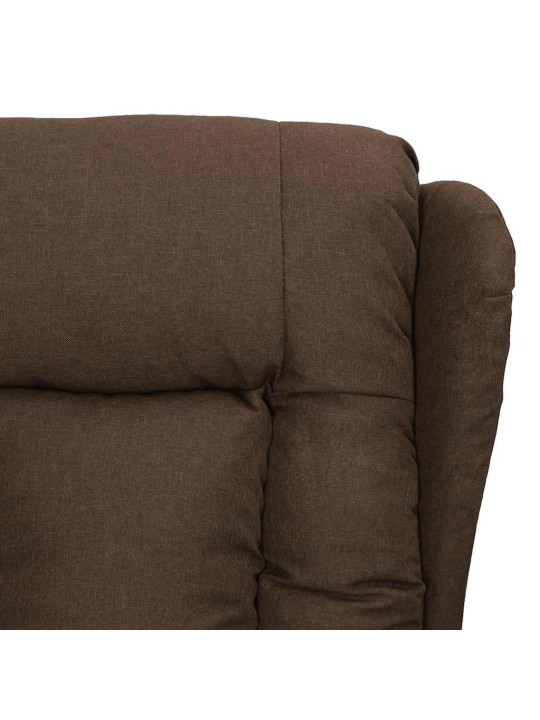 Zvedací masážní křeslo hnědé textil