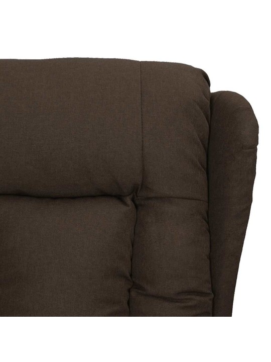 Zvedací masážní křeslo tmavě hnědé textil