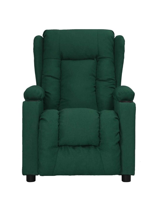 Zvedací masážní křeslo tmavě zelené textil