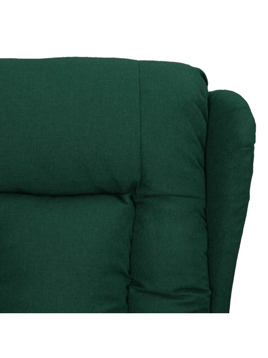 Zvedací masážní křeslo tmavě zelené textil