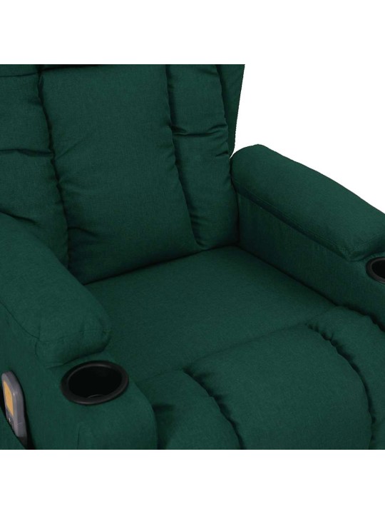 Zvedací masážní křeslo tmavě zelené textil