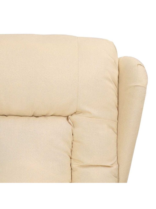 Zvedací masážní křeslo krémové textil