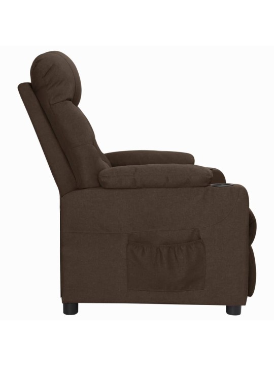 Zvedací křeslo tmavě hnědé textil