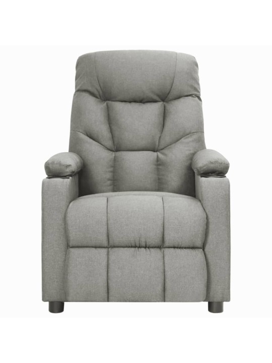 Zvedací masážní křeslo světle šedé textil
