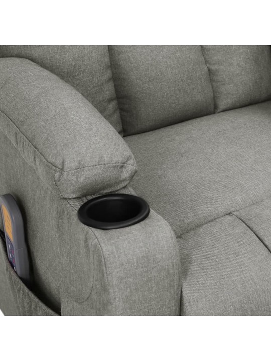 Zvedací masážní křeslo světle šedé textil