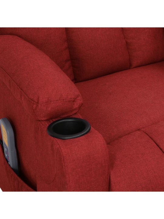 Zvedací masážní křeslo vínové textil