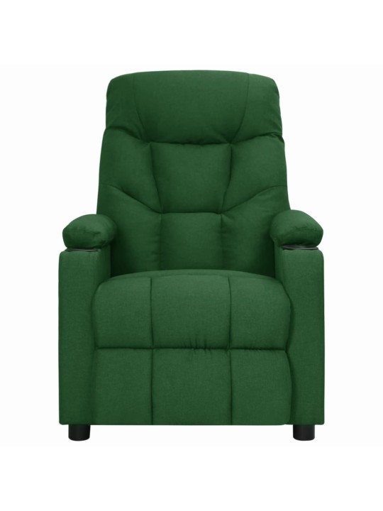 Zvedací masážní křeslo tmavě zelené textil