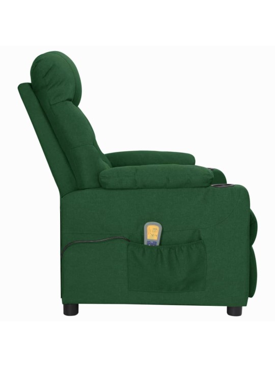 Zvedací masážní křeslo tmavě zelené textil