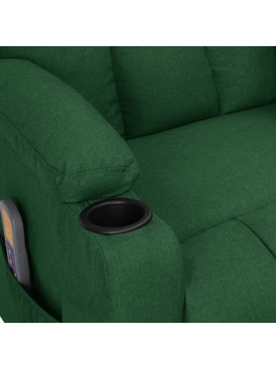 Zvedací masážní křeslo tmavě zelené textil