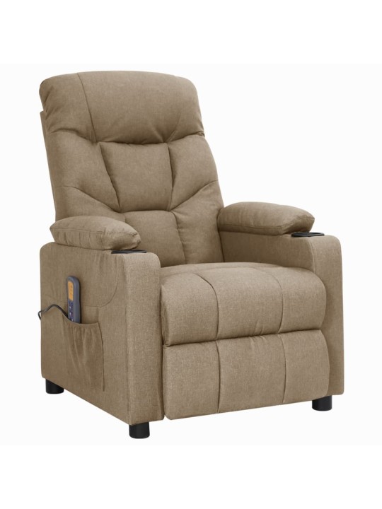 Zvedací masážní křeslo taupe textil