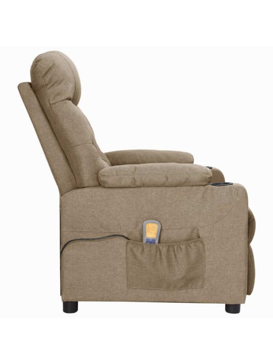 Zvedací masážní křeslo taupe textil