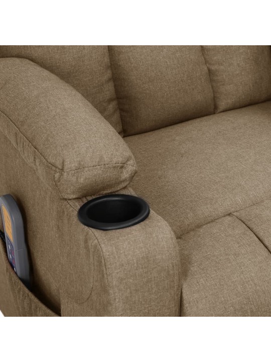 Zvedací masážní křeslo taupe textil