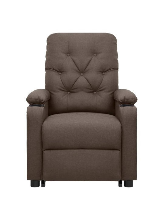 Zvedací masážní křeslo hnědé textil
