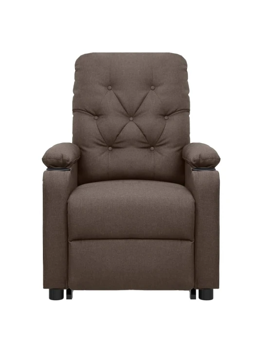 Zvedací masážní křeslo hnědé textil