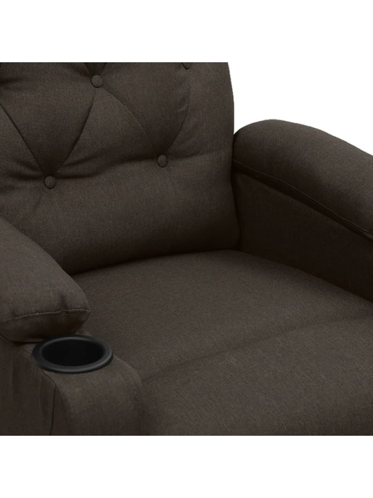 Zvedací masážní křeslo tmavě hnědé textil