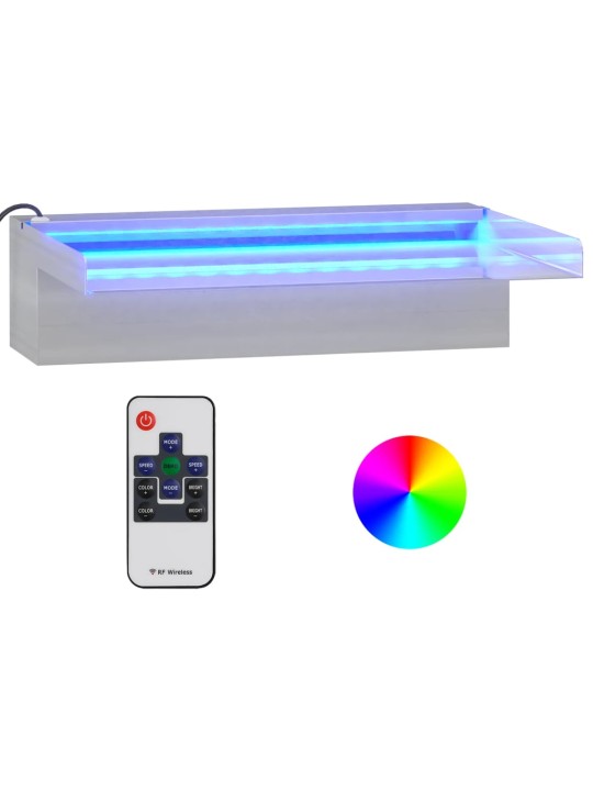 Přelivový vodopád s RGB LED osvětlením nerezová ocel 30 cm