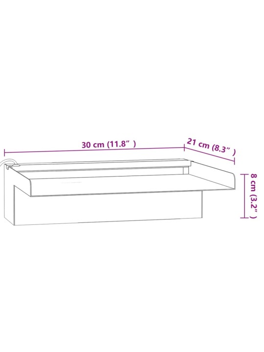 Přelivový vodopád s RGB LED osvětlením nerezová ocel 30 cm