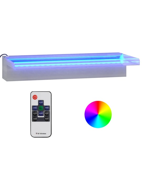 Přelivový vodopád s RGB LED osvětlením nerezová ocel 45 cm