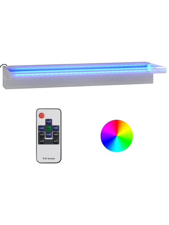 Přelivový vodopád s RGB LED osvětlením nerezová ocel 60 cm