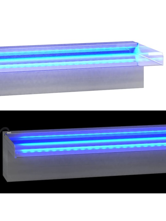 Přelivový vodopád s RGB LED osvětlením nerezová ocel 60 cm