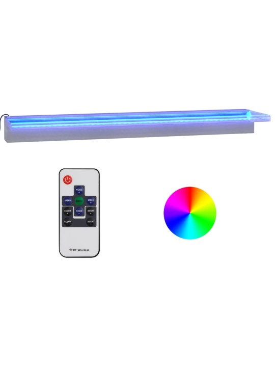 Přelivový vodopád s RGB LED osvětlením nerezová ocel 90 cm