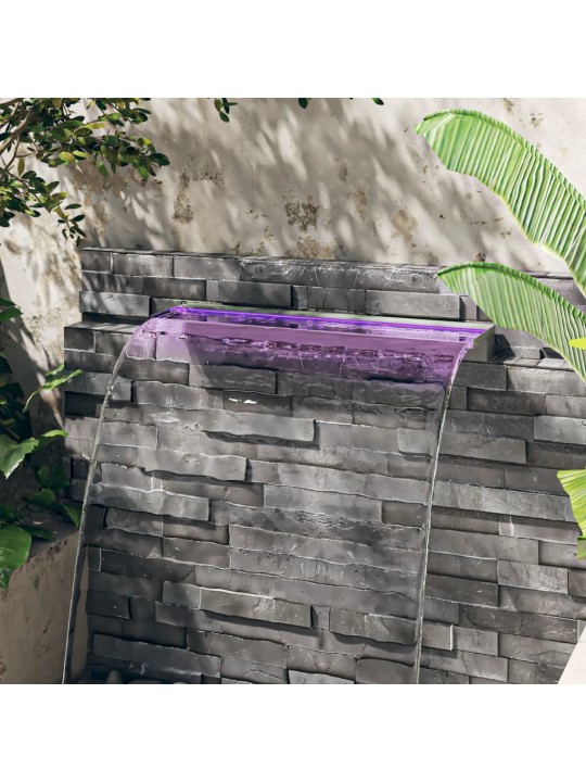 Přelivový vodopád s RGB LED osvětlením nerezová ocel 90 cm